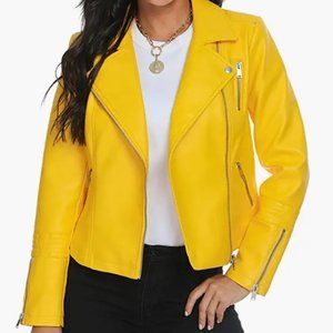 Women's Leather Jackets, Faux Motorcycle Plus Size Moto Biker Coat Short